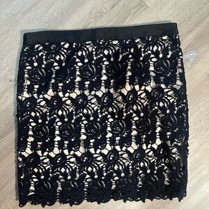 Willi Smith Navy and Cream Embellished Mini Pencil Skirt